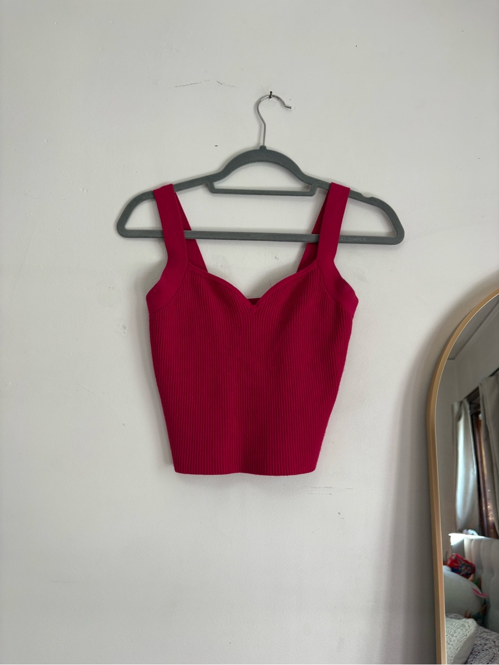 Abercrombie & Fitch Magenta Ribbed Sweetheart Crop Tank